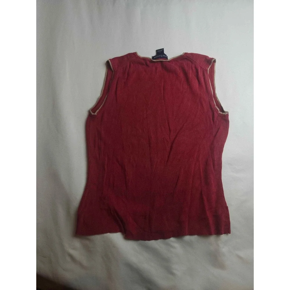 Ann Taylor Red Silk Knit Sleeveless Top Small Womens